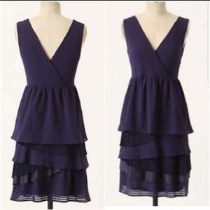 Anthropologie ric rac tonal gingham tiered dress